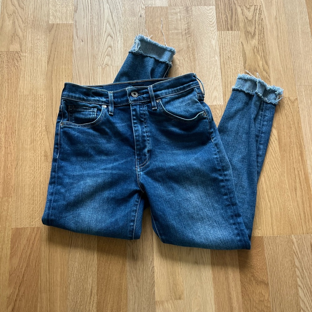 Levi’s Sliver High Skinny Ankle Cut Blue Jeans  With Fringe Detail - Size 27/32